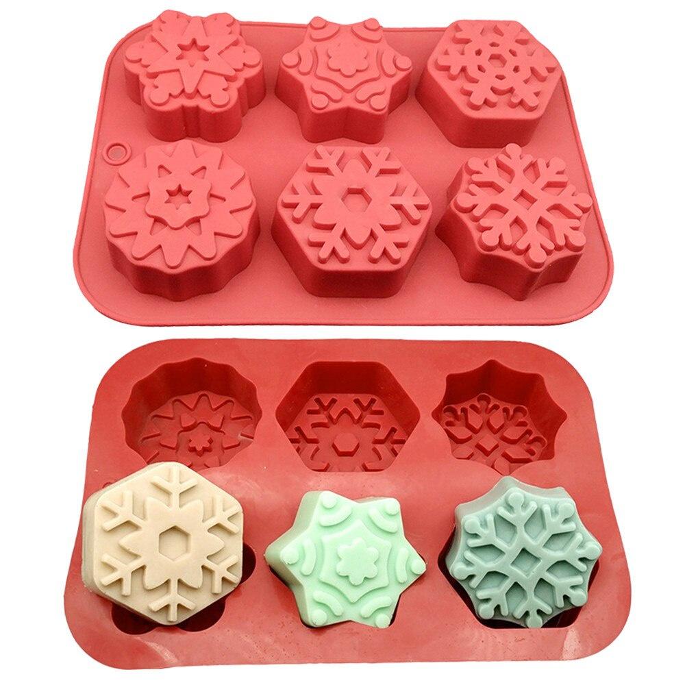 Patterns Christmas Snowflake Shape Silicone Cake Mold DIY Handmade Soap Mold Chocolate Cookie Baking Mould Decor DropShipping