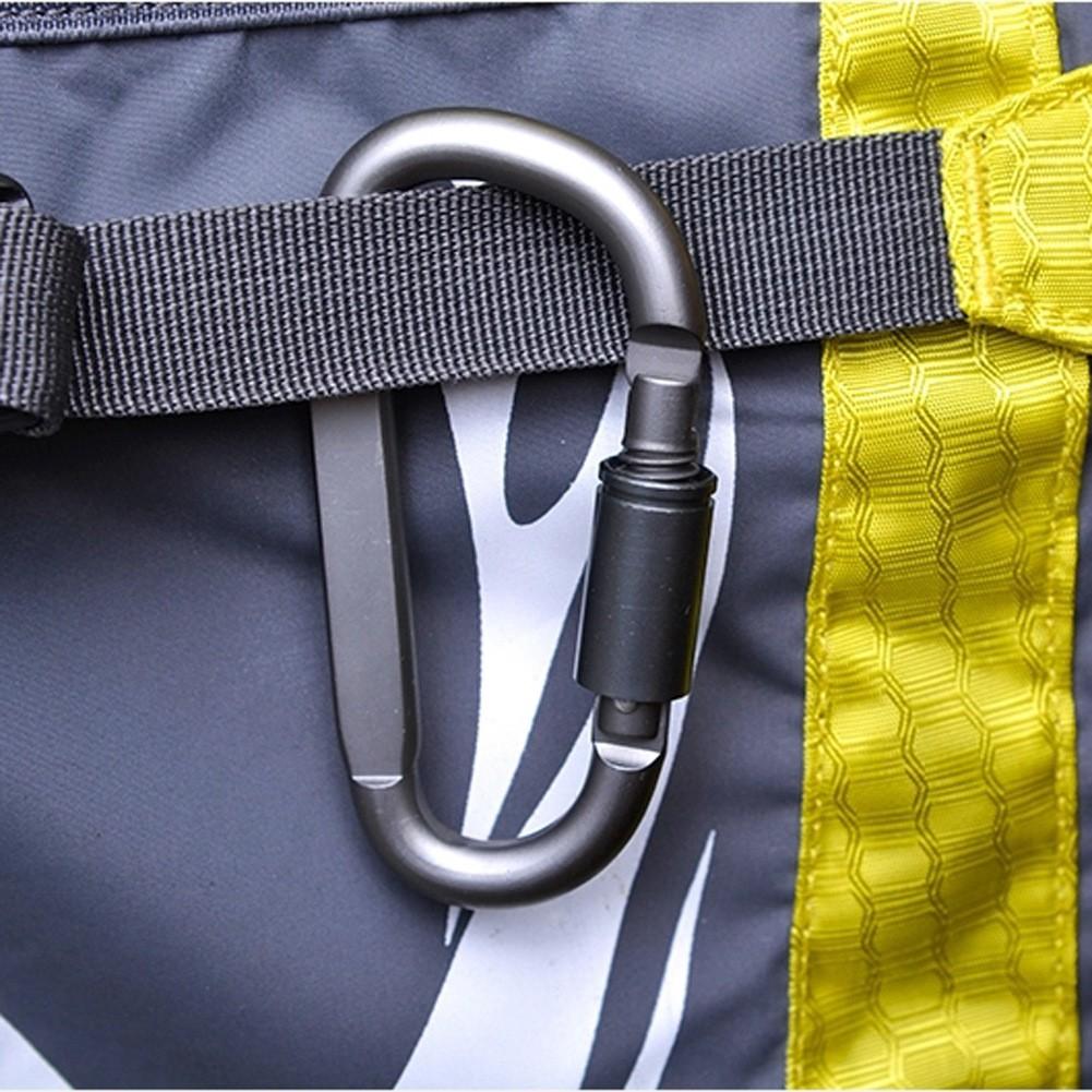 Móc khóa Carabiner hình chữ D bằng hợp kim nhôm màu xám bạc, móc khóa du lịch đa năng