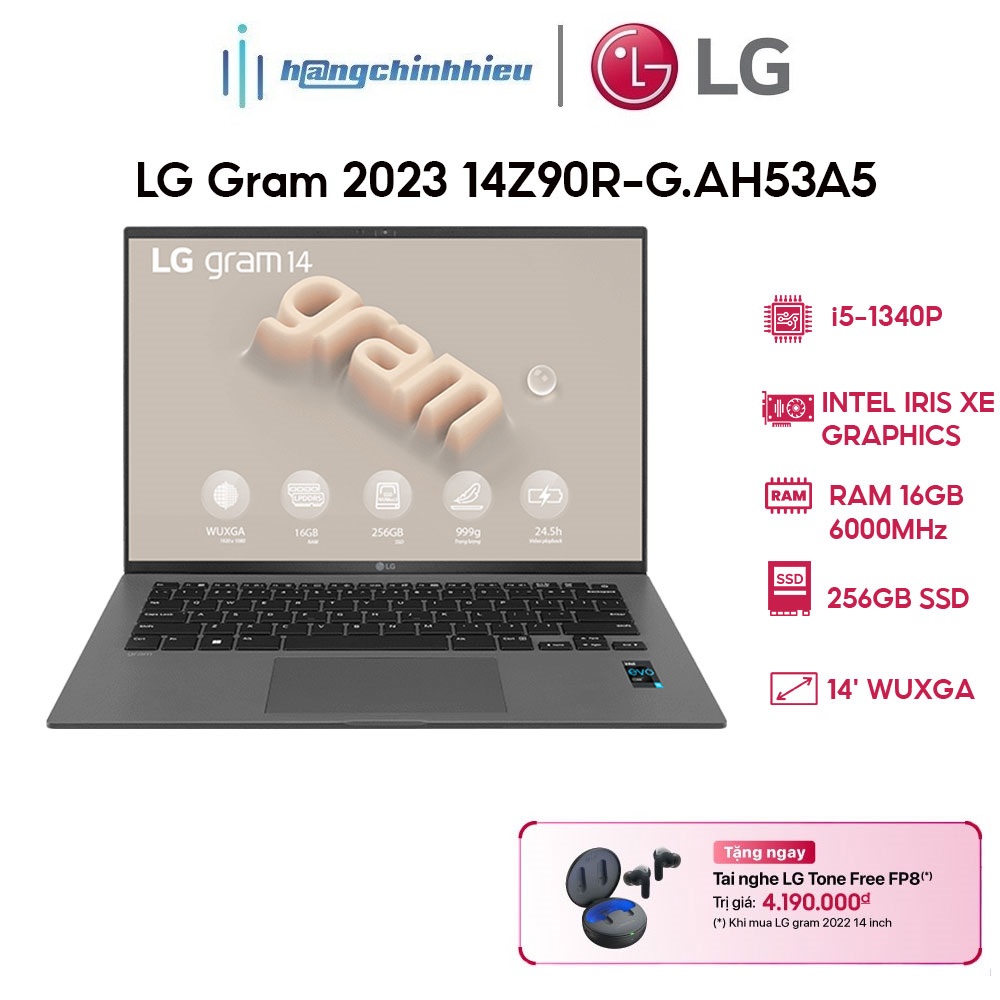 Laptop LG Gram 2023 14Z90R-G.AH53A5 (i5-1340P | 16GB | 256GB | 14') Hàng chính hãng