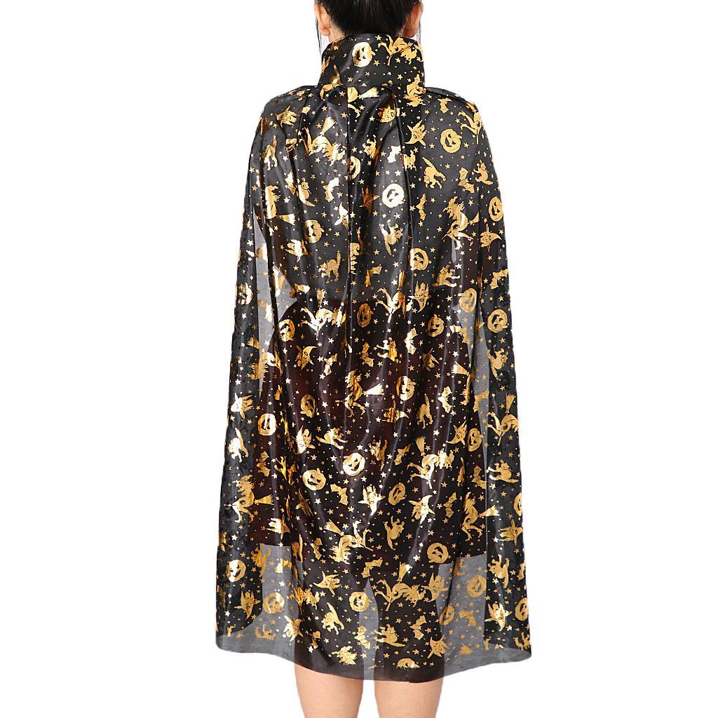 Halloween Wizard Witch Cloak Kids Adult Pumpkin Cape Costume Fancy Dress