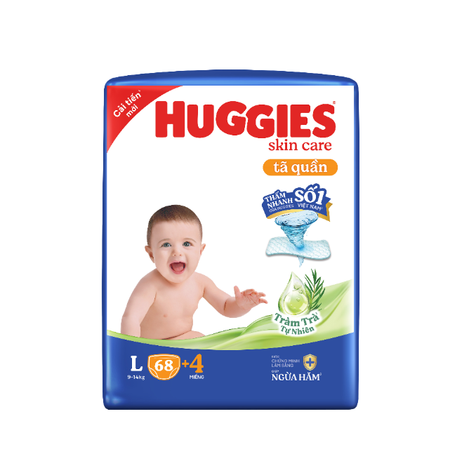 Tã/bỉm quần Huggies Skin Care Super Jumbo L68+4