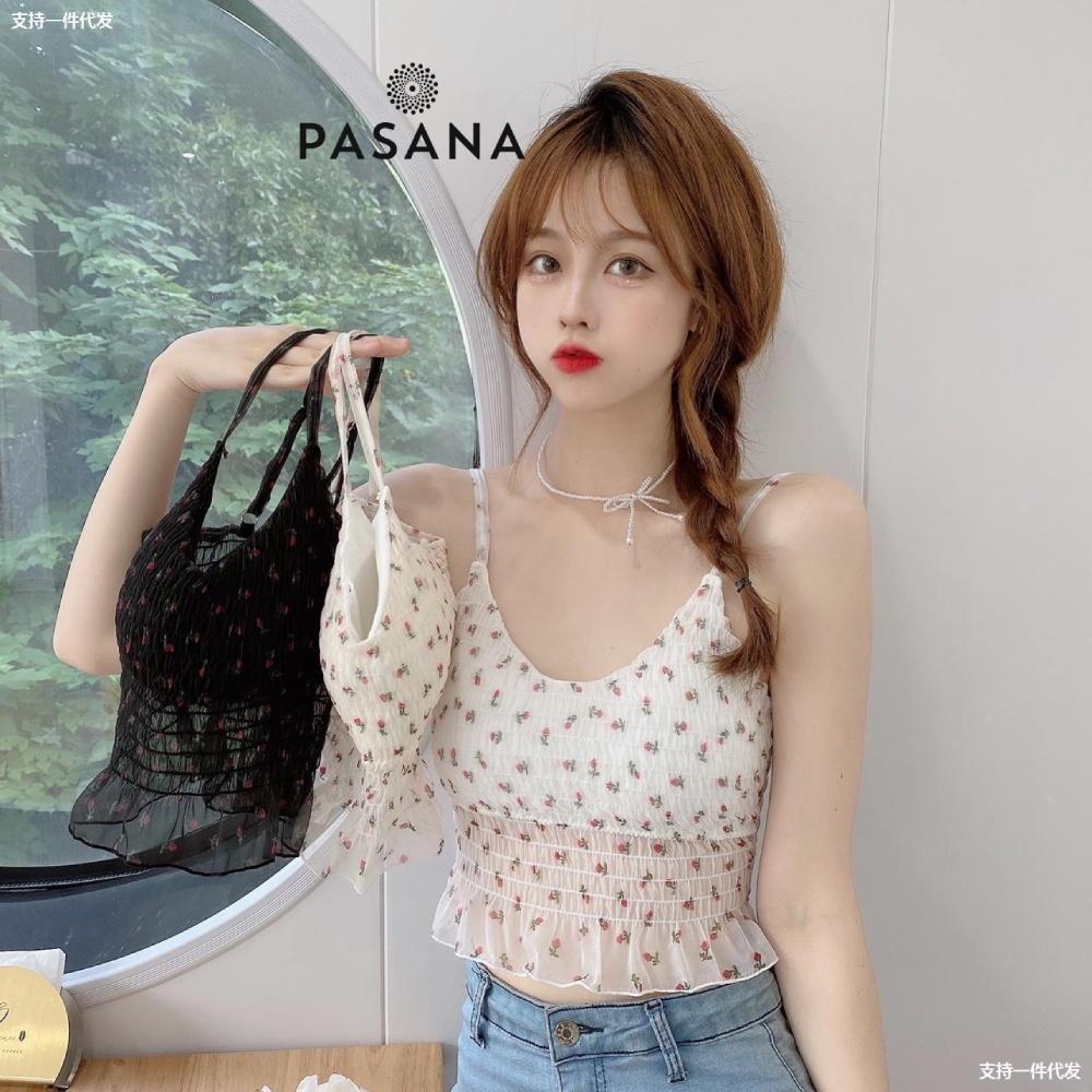 Áo bra hai dây dáng ngắn hoa nhí siêu xinh nâng ngực kèm mút ngực Pasana0210