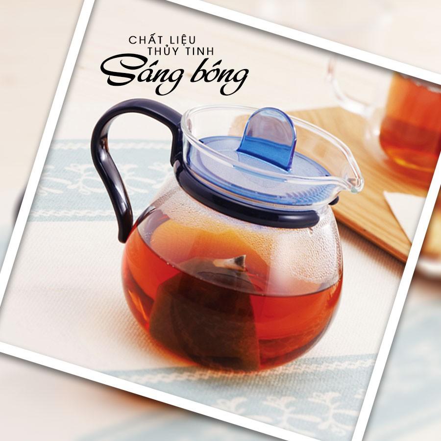 Bình trà thủy tinh Iwaki 400ml - xanh dương