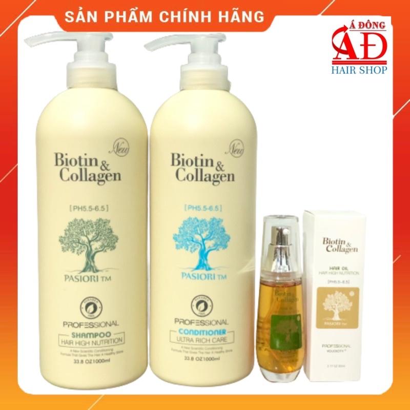 Cặp dầu gội xả Biotin &amp; Collagen Pasiori trắng phục hồi kích thích mọc tóc của Ý + Tặng tinh dầu 50ml