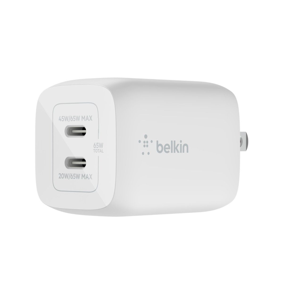 Adapter sạc nhanh 2 cổng Belkin 65W USB-C GaN (BoostCharge Pro) - GiaPhucStore | Hàng Chính Hãng