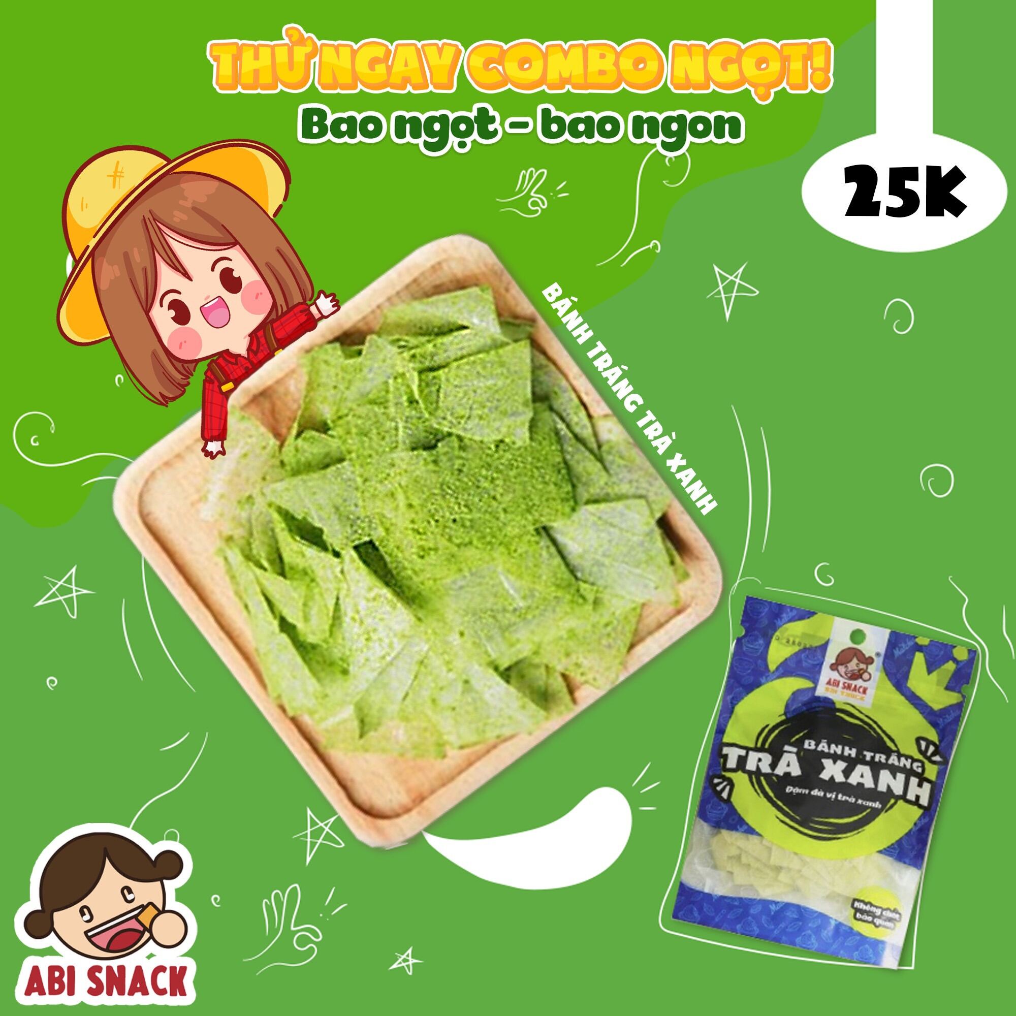 Bánh Tráng Trà Xanh Matcha - Bánh Tráng Ngọt ABI SNACK