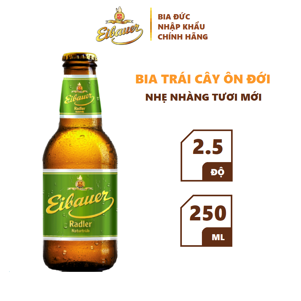 Thùng Quà Bia Trái Cây EIBAUER RADLER NATURTRÜB  2.5% - Hương Vị Trái Cây Ôn Đới - Bia Đức Nhập Khẩu Chính Hãng