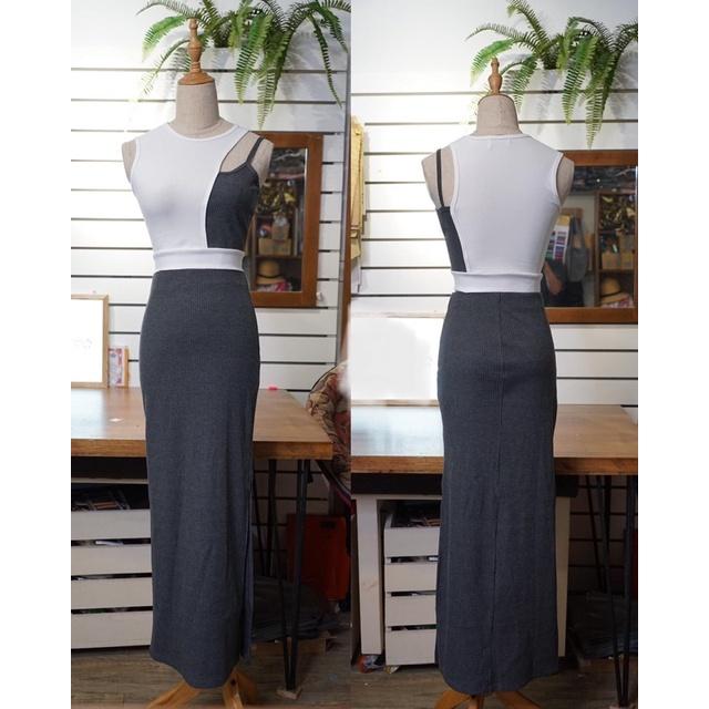 F1235B Áo croptop phối màu sát nách