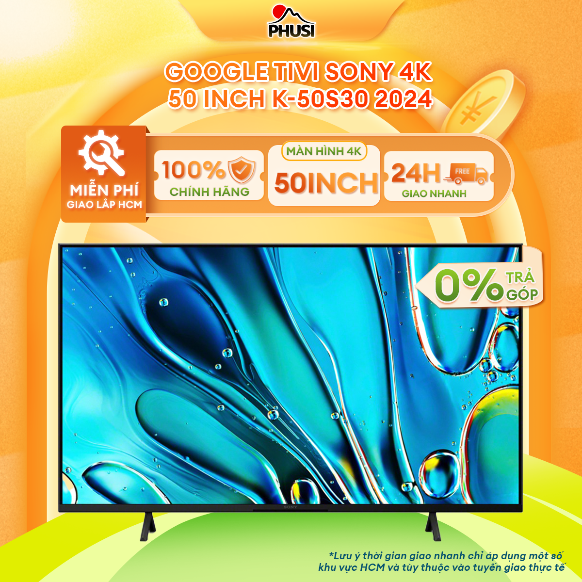 Google Tivi Sony 4K 50 inch K-50S30 - Hàng Chính Hãng