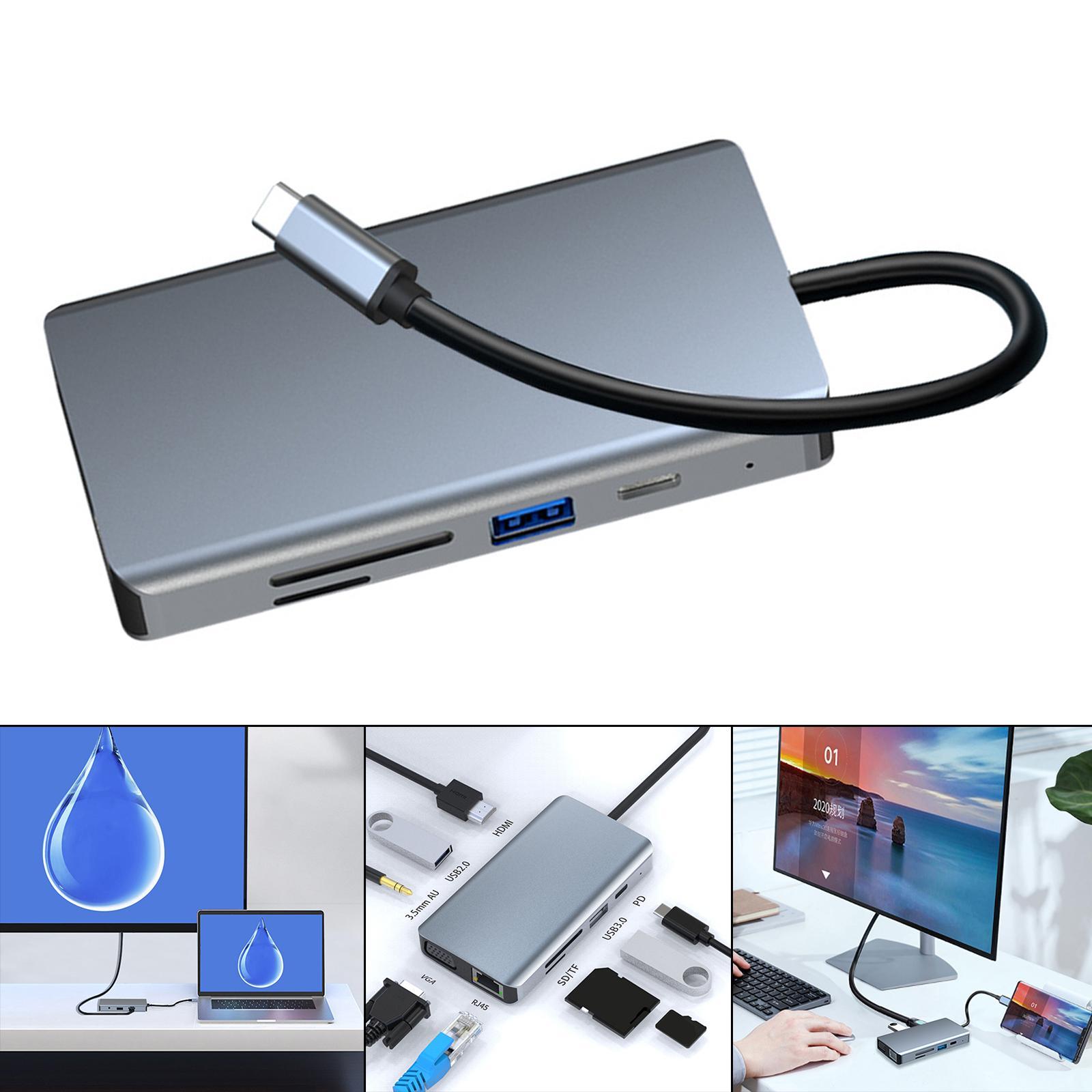 Portable USB C Hub Multi-Port Type-C To 9 in 1 USB 2.0 for Pro