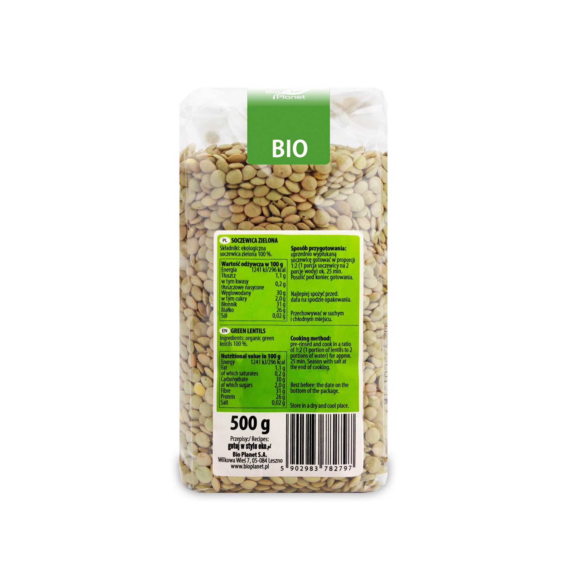 Đậu lăng xanh hữu cơ Bio Planet Green Lentils 500g