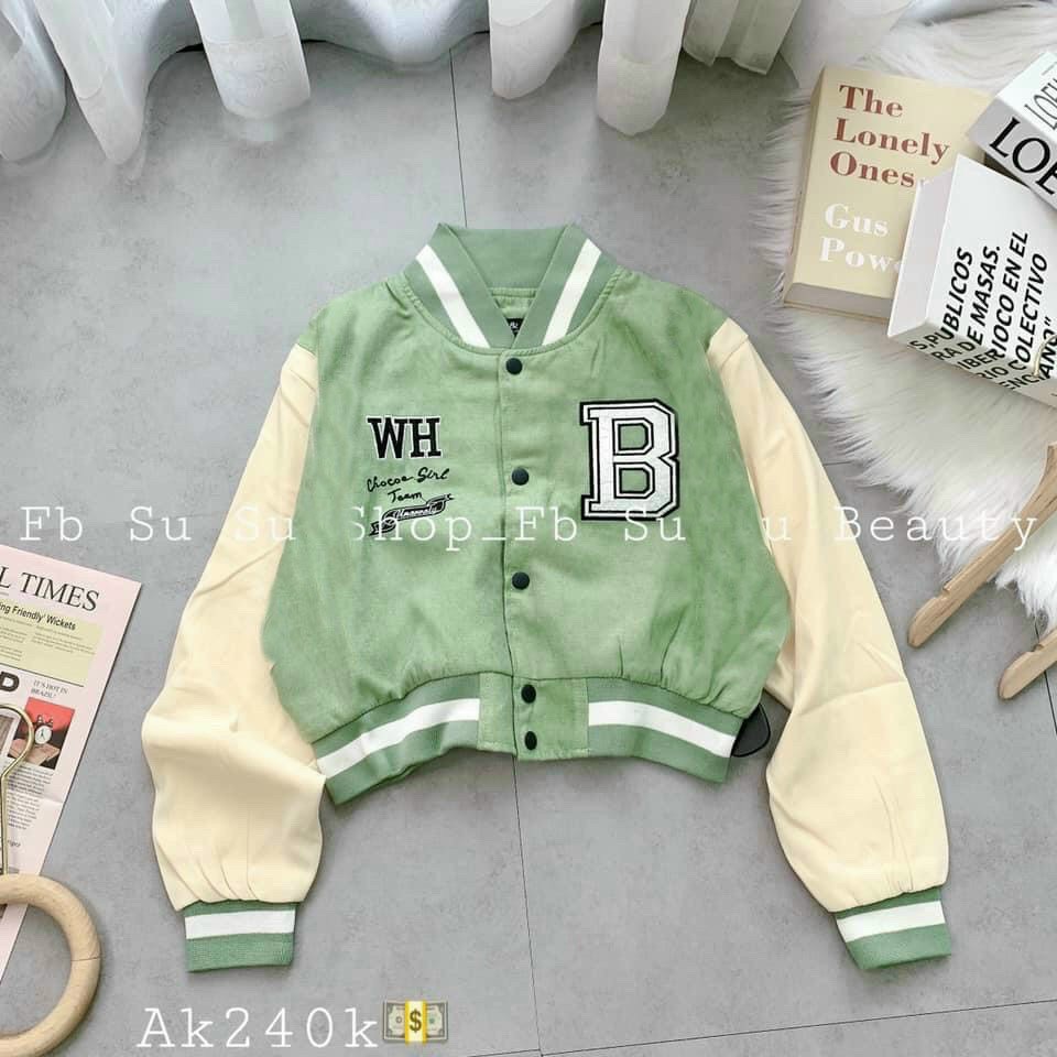 Áo Khoác Nữ Croptop Lửng Chữ B - Kiểu Bomber Hàn Quốc Nút Bấm _ RẺ Đẹp - Thời Trang Chống Nắng