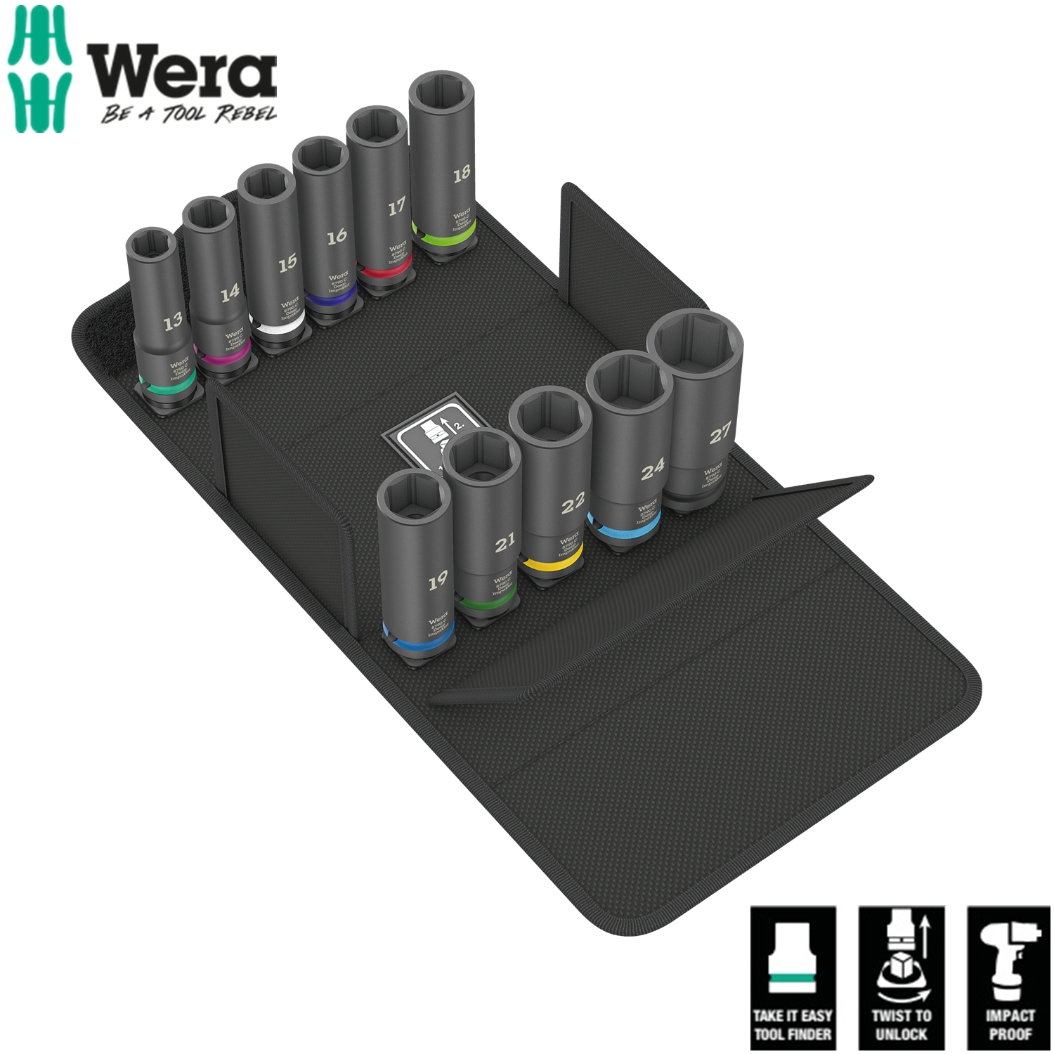 Bộ tuýp đen dài 1/2&quot; Wera 05004841001 8790 C Impaktor Deep Set 1 gồm 11 cái