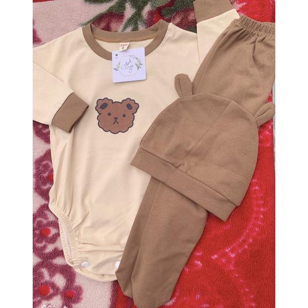 Set Body suit kèm mũ cho bé iu - BODY GẤU THỎ-Set 2,Size 5: 11-12kg