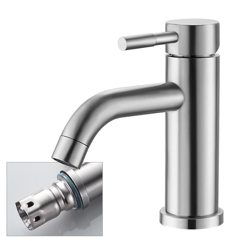 Vòi rửa mặt tròn lavabo nóng Lạnh cao cấp SUS 304 Phù hợp với mọi loại chậu