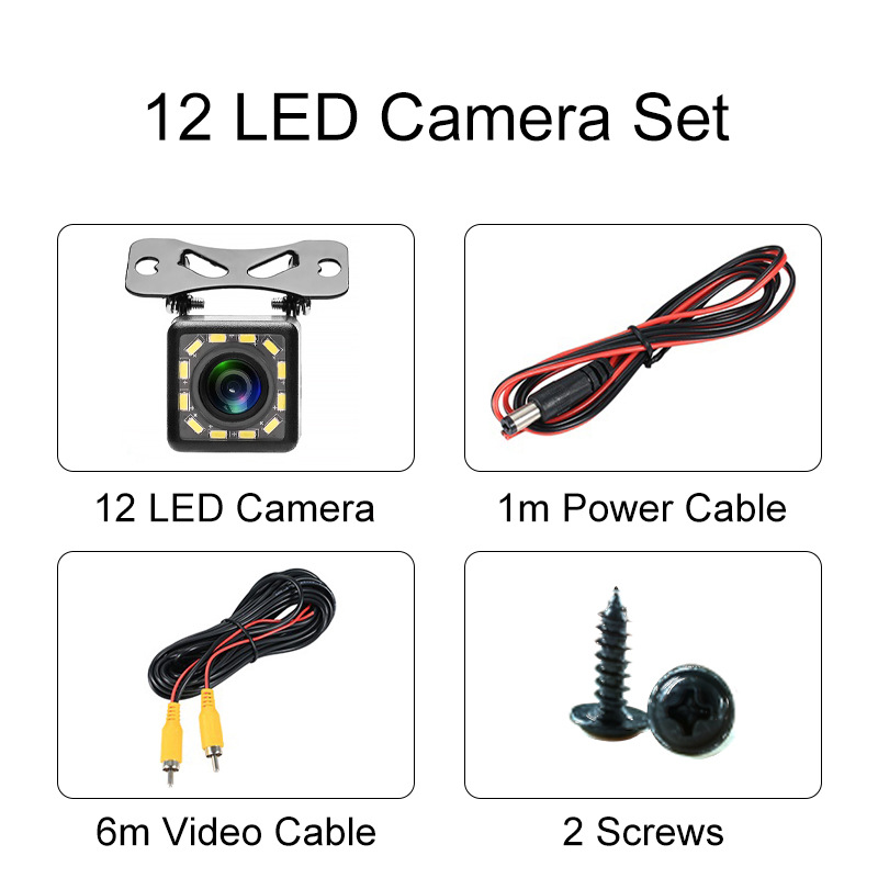 Camera Lùi Cho Xe Hơi CCD 12 LED (Vuông)