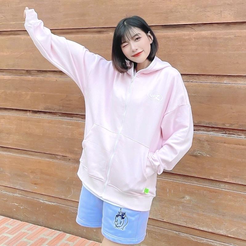 UPZ Áo Khoác Hoodie Dây Kéo In Unicorn Play Zone Chữ Bảy Màu (Hồng)