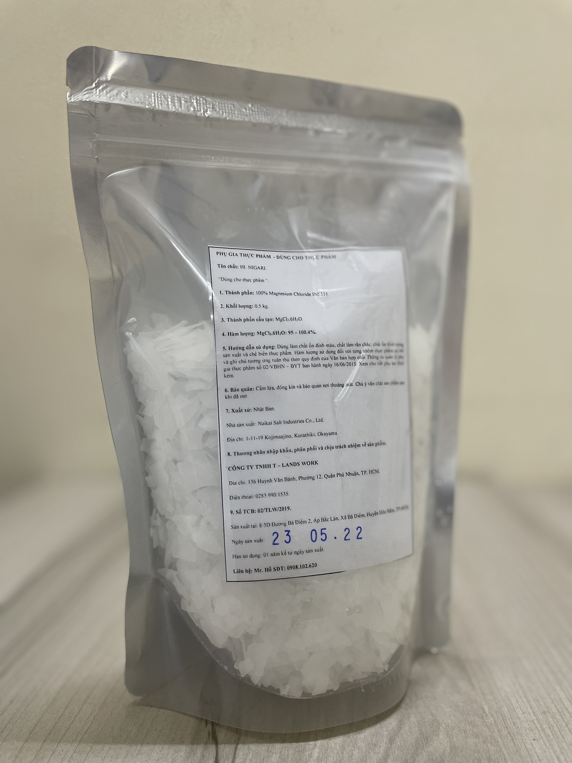 500g Muối Nigari Nhật Bản tạo đông đậu hũ đậu phụ (Made in Japan) Chiết từ bao 20kg
