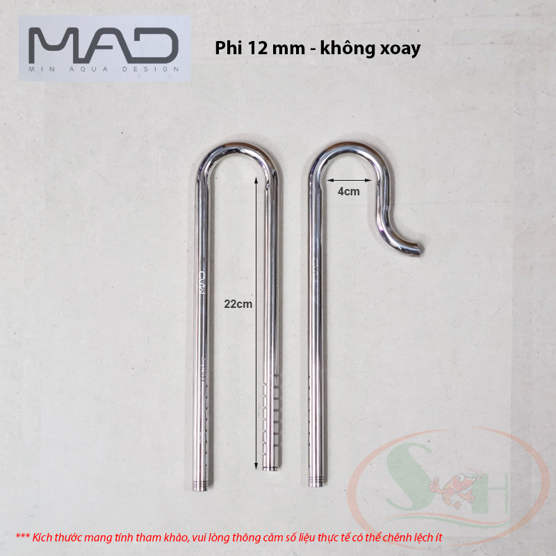 In out inox MAD phi 10, 12, 16, 19 mm CNC ống lọc thùng bể cá tép thủy sinh