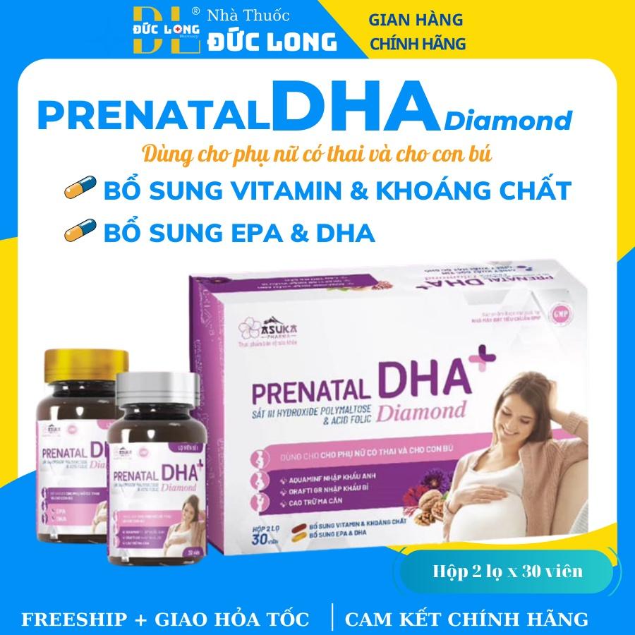 Prenatal DHA+ Dimond ASUKA bổ sung vitamin cho bà bầu và cho con bú- hộp 2 lọ x 30 viên – Đức Long