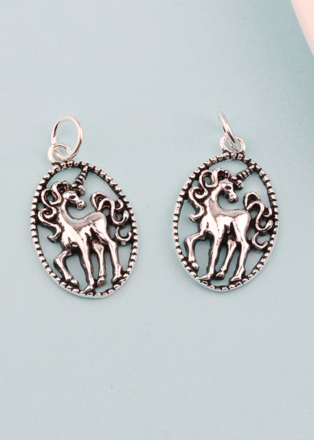 Combo 2 cái charm bạc thái hình ngựa kỳ lân treo - Ngọc Quý Gemstones