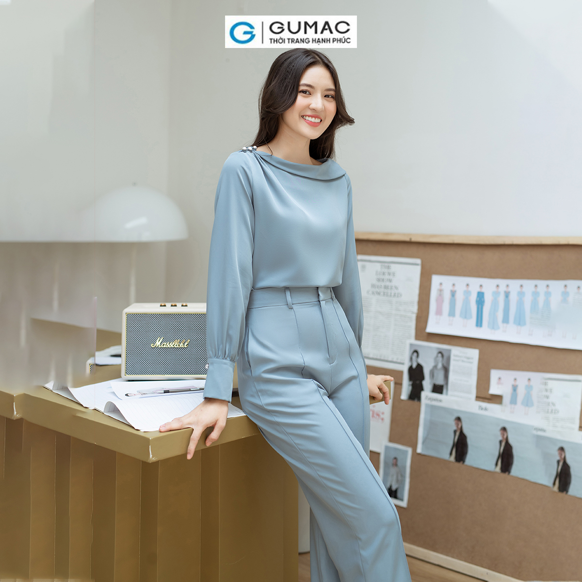 Quần suông chiết ly GUMAC QD08062