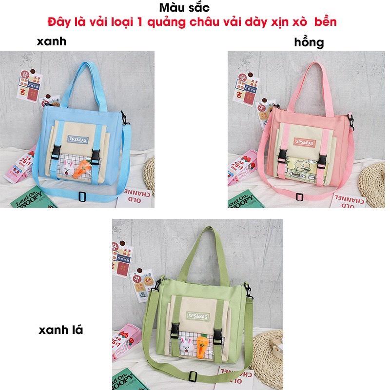 Túi đeo chéo SAM CLO mini bag canvas thời trang Hàn Quốc ULZZANG kèm phụ kiện dễ thương, đi chơi, đi học XPS&amp;BAG