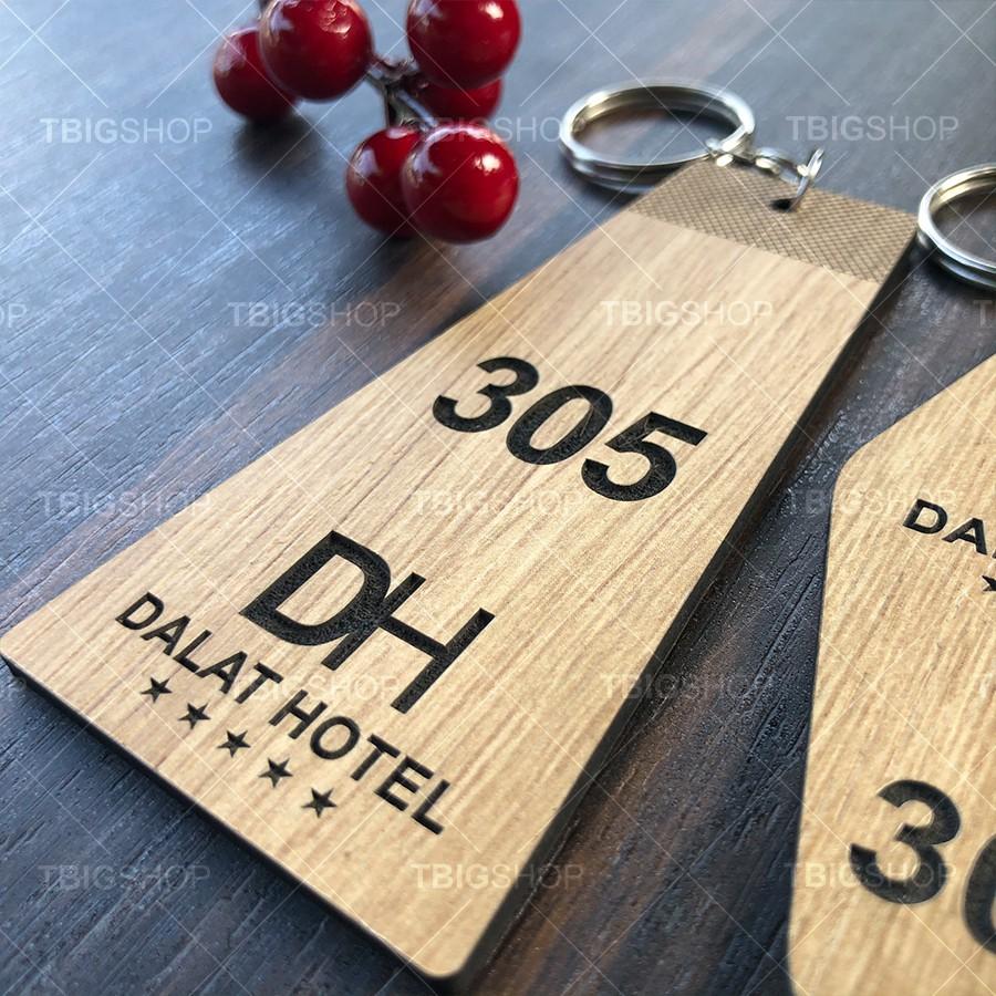 Móc khóa số phòng khách sạn, nhà nghỉ,homestay bằng gỗ cắt laser decor
