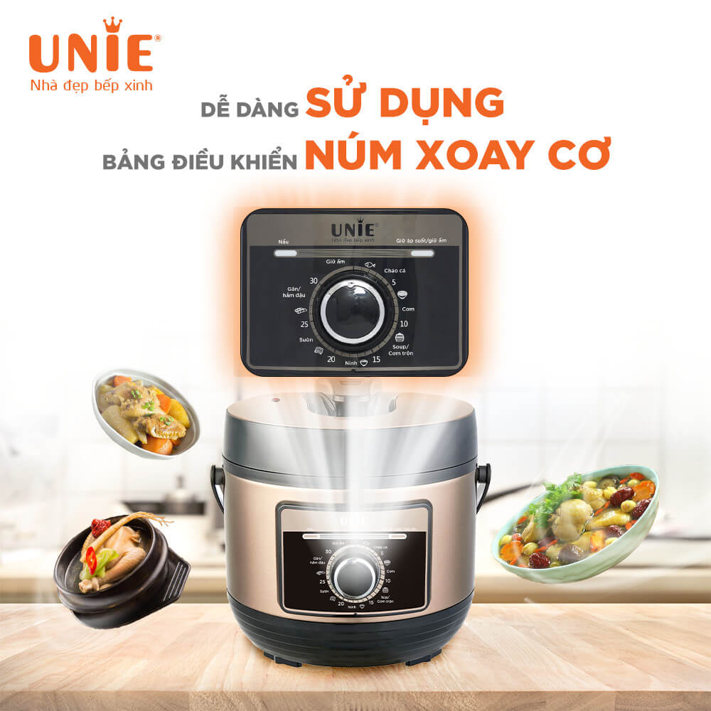 Nồi Áp Suất Điện Đa Năng Cao Cấp UNIE UPC5081Y Tiêu Chuẩn Đức Thiết Kế Sang Trọng Tích Hợp 7 Chức Năng Nấu Công Suất 900 W - Hàng Chính Hãng
