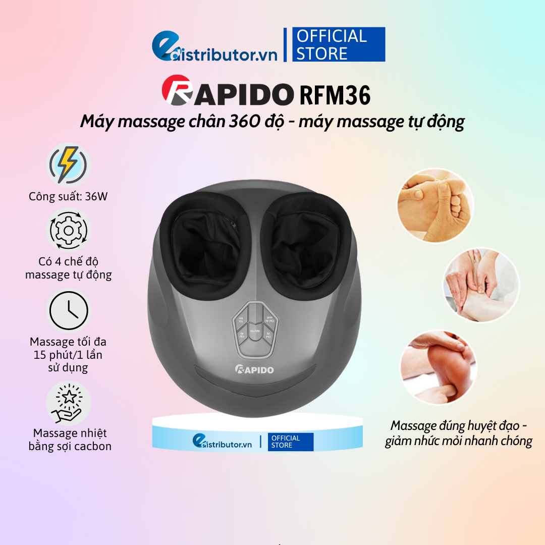 Máy massage chân 360 độ Rapido RFM36 - Hàng Chính Hãng - Bảo Hành 12 Tháng