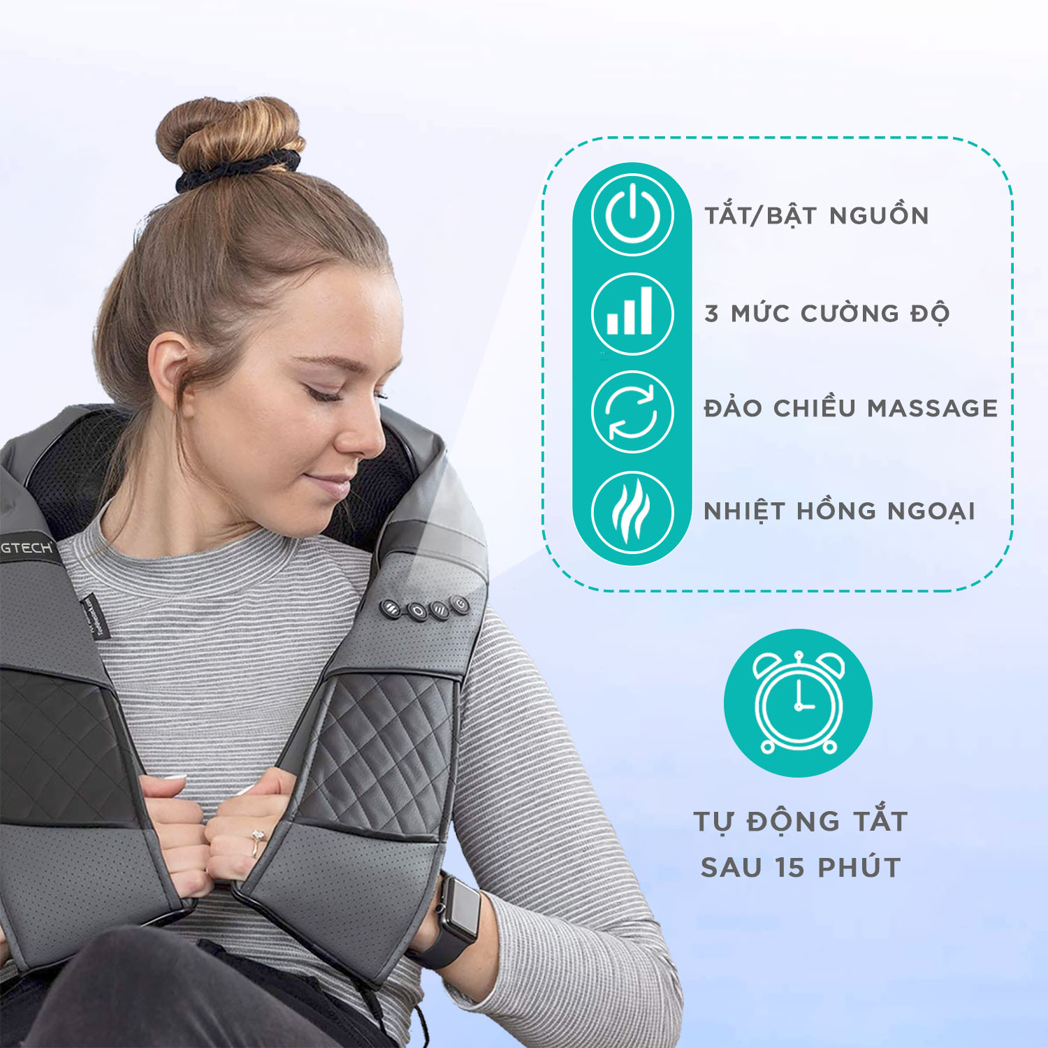 Máy Massage Toàn Thân Cao Cấp 3D KINGTECH KS460 - Đai Mát xa Nhiệt Chuyên Sâu Cho Cổ, Vai Gáy, Lưng, Chân - Tiện Sử Dụng Tại Nhà, Văn Phòng, Du Lịch - Chính Hãng