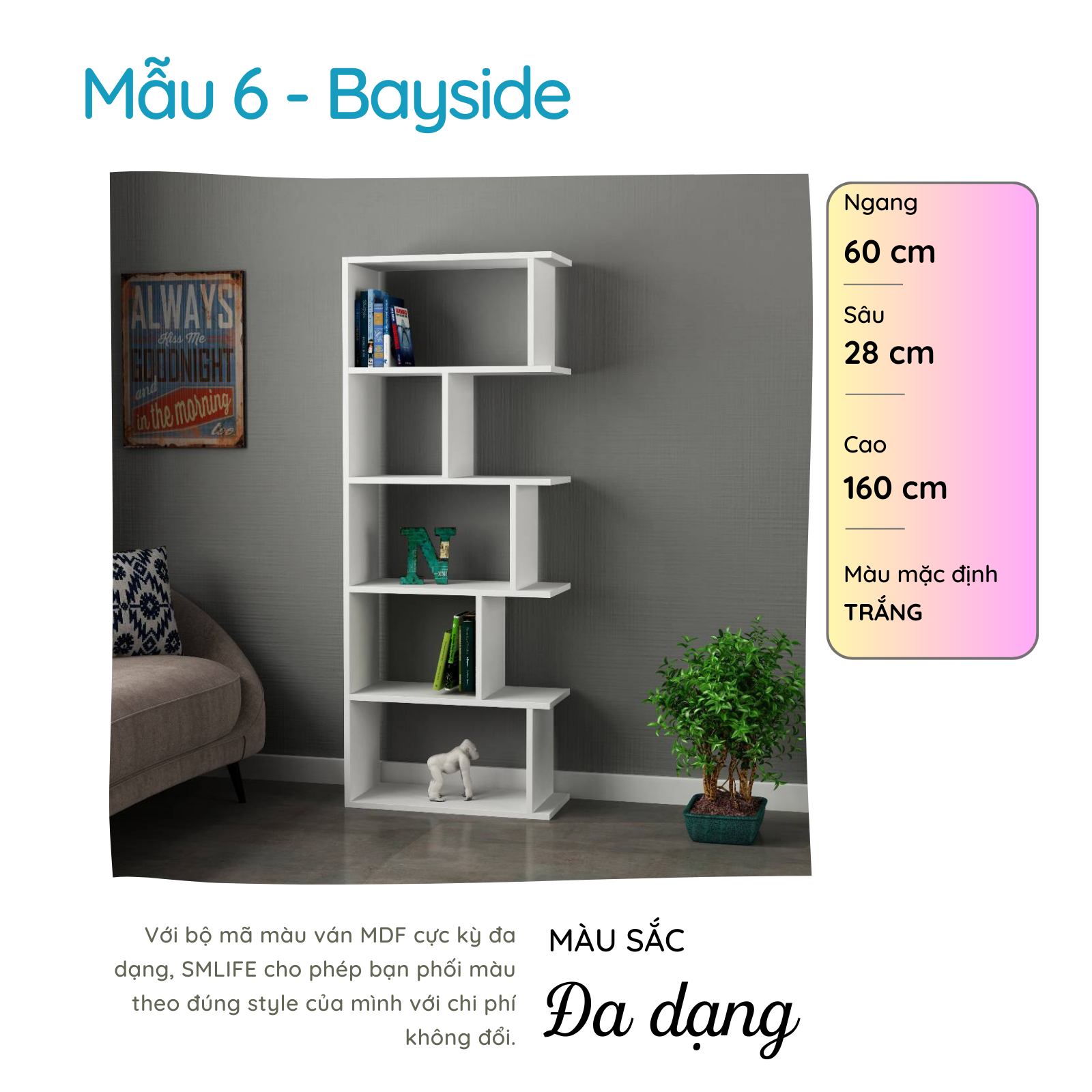 Kệ Sách Gỗ Phong Cách Hiện Đại Thương Hiệu SMLIFE