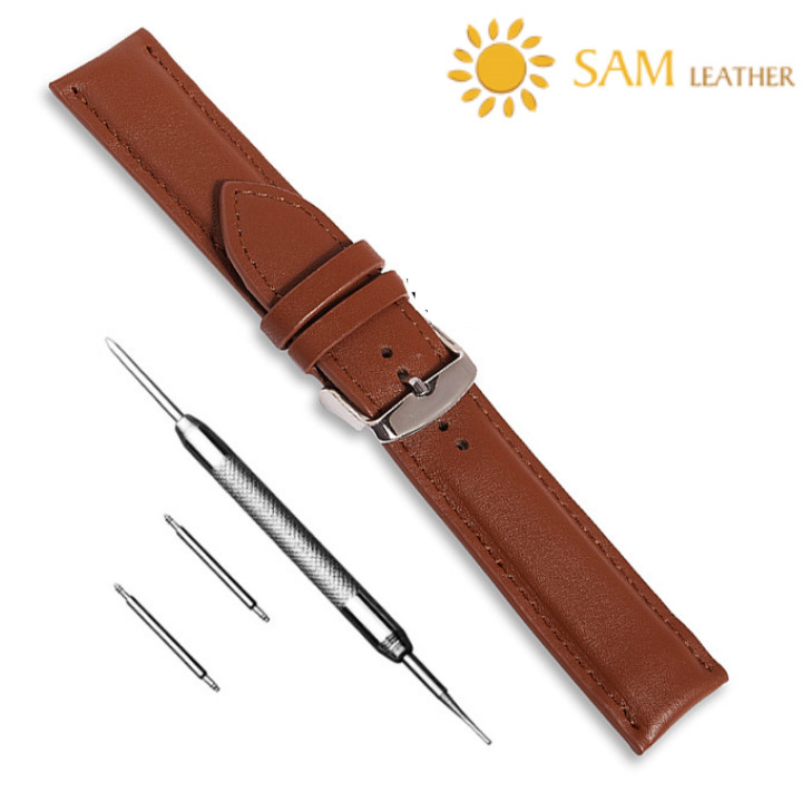 Dây Da Đồng Hồ Da Bò SAM Leather SAM011BW - Màu vàng bò, Lựa chọn màu sắc và chiều rộng tương thích ( Apple 1,2,3,4,5 - Đồng Hồ cổ Điển - Các Loại Swatch )