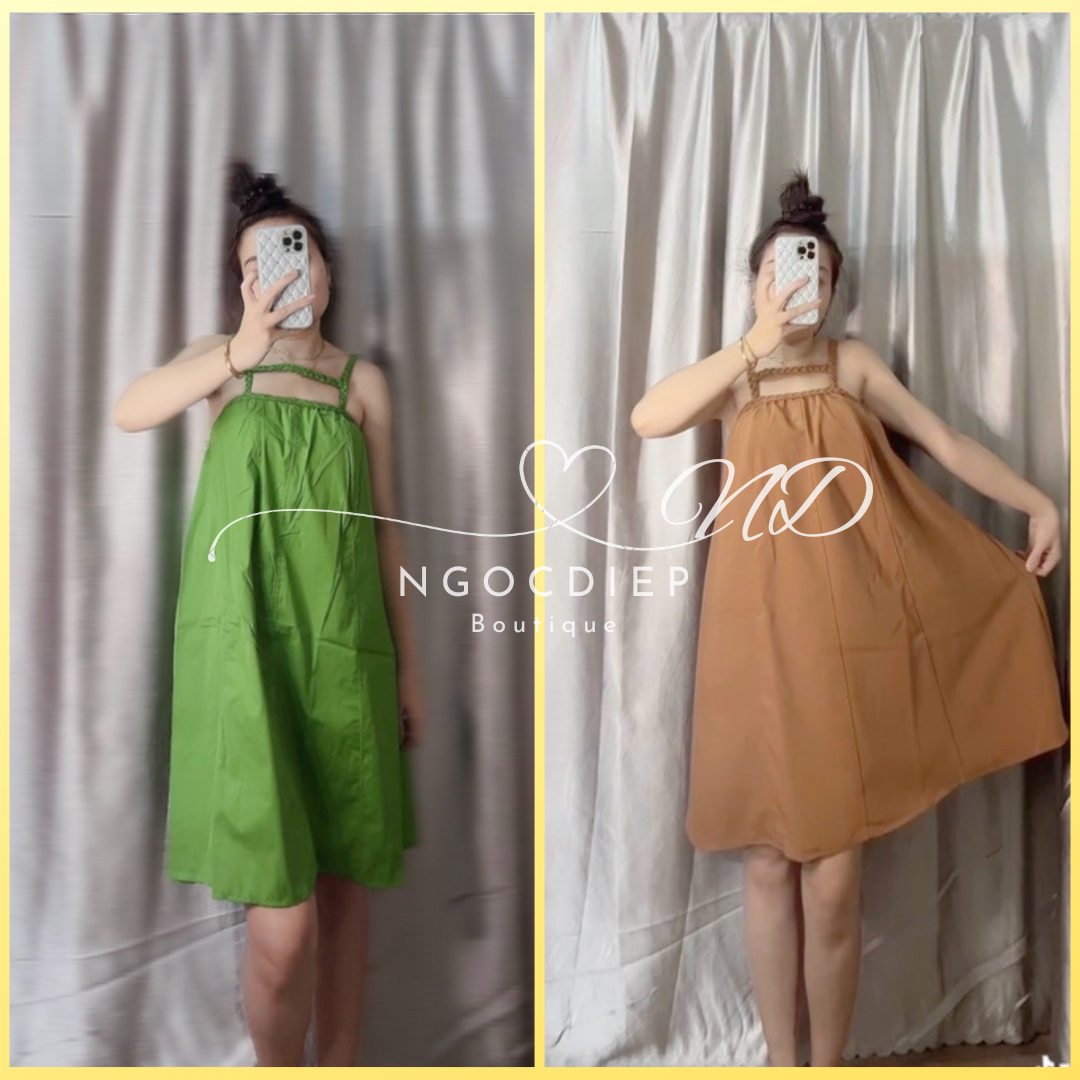 Đầm Babydoll 2 Dây thắt bím hot hit