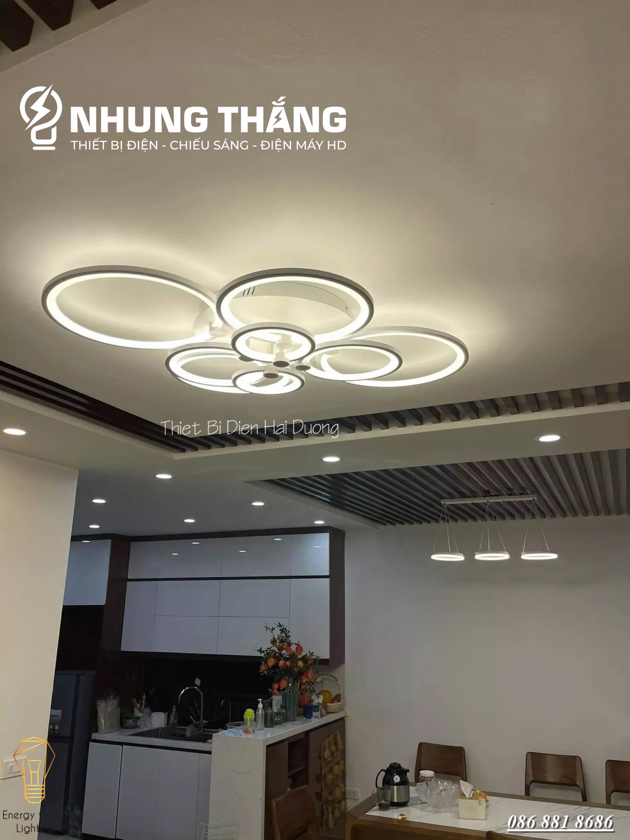 Đèn LED ốp trần Decor hình tròn NT030 - 3 Chế Độ Ánh Sáng - Tăng Giảm Ánh Sáng - Điều Khiển Từ Xa - Kết Nối Điện Thoại - Có Video