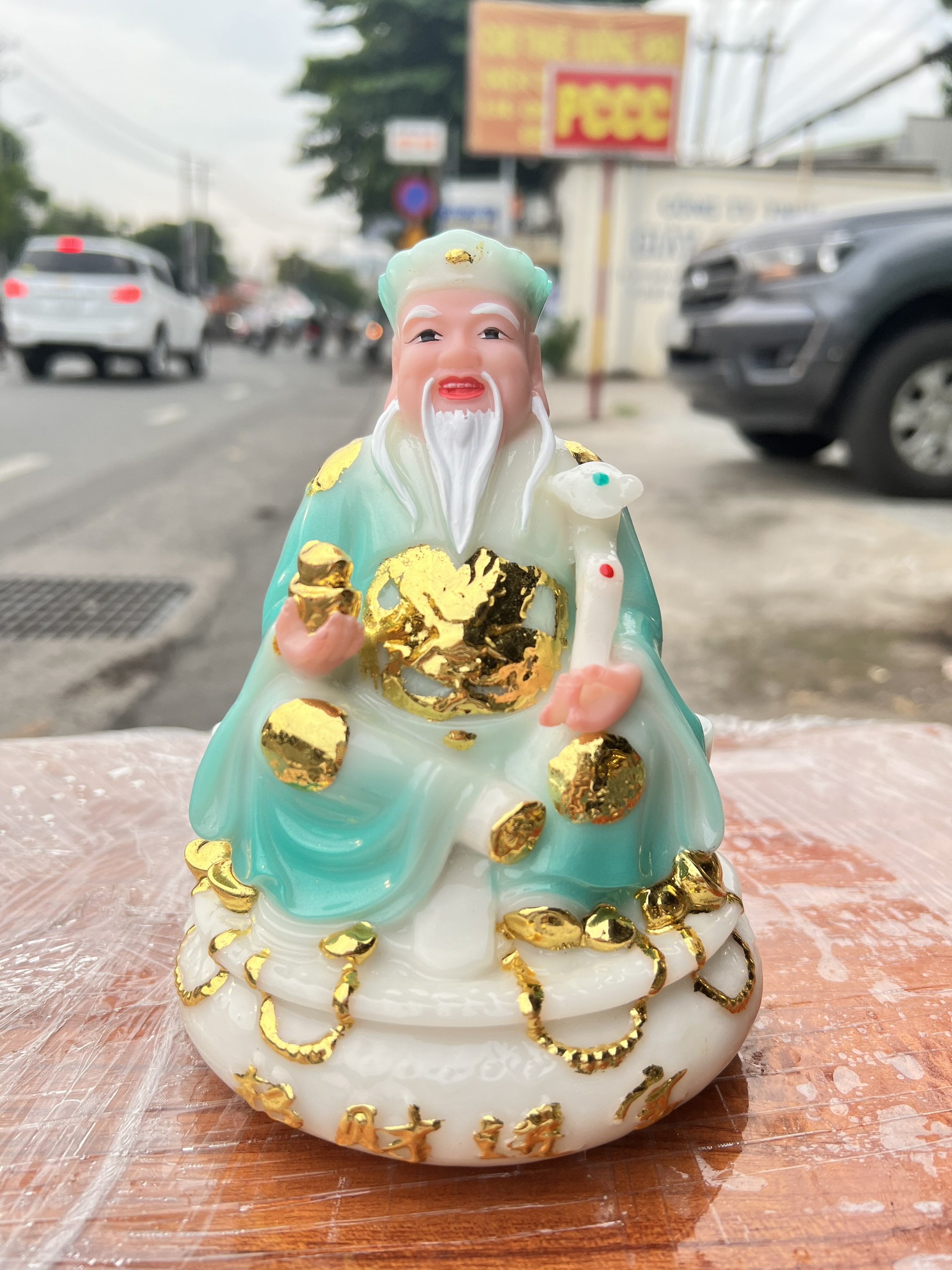 Tượng Thần Tài Thổ Địa Chiêu Tài Lộc Đá Việt Nam Cao 17cm 5 Màu