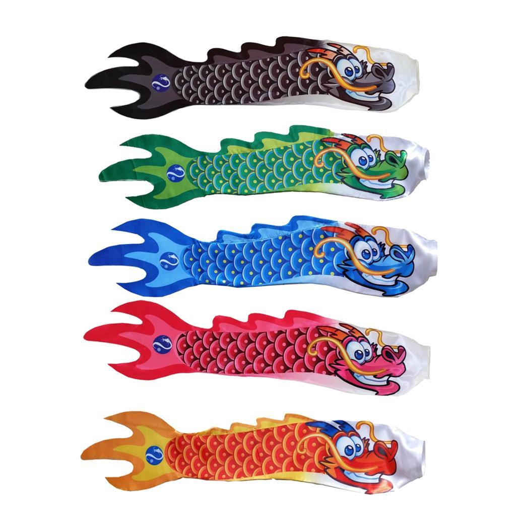 2-4pack Creative Dragon Flag Outdoor Windsock Carp Streamer Hanging Decor Black