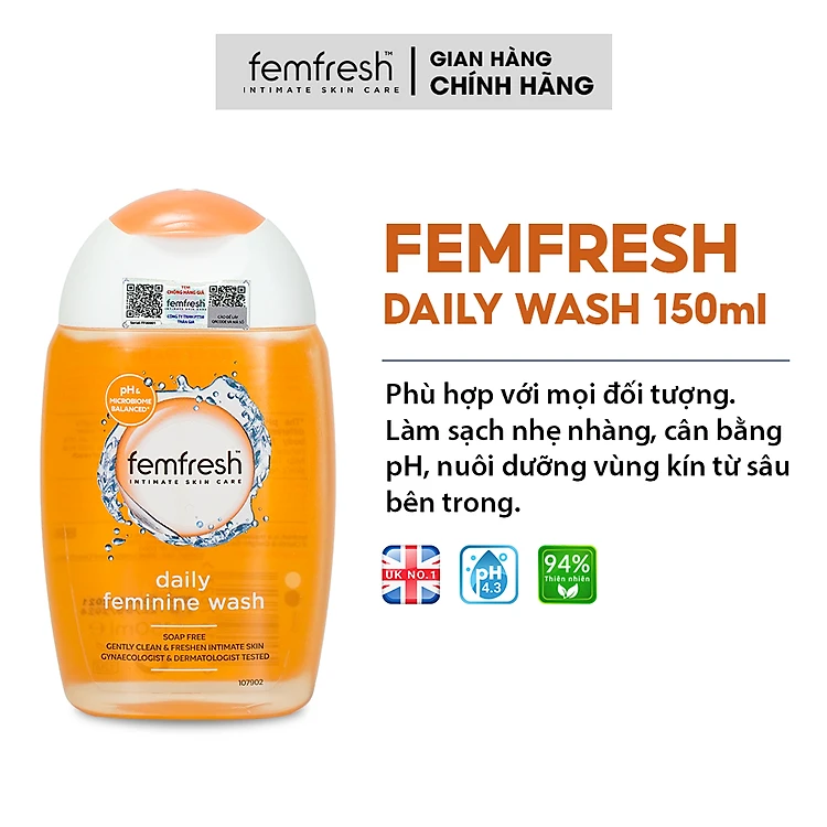 Dung dịch vệ sinh Anh Femfresh active fresh wash giúp làm sạch sẽ, thơm mát, ngăn ngừa viêm, ngứa, nấm phụ khoa - QuaTangMe Extaste
