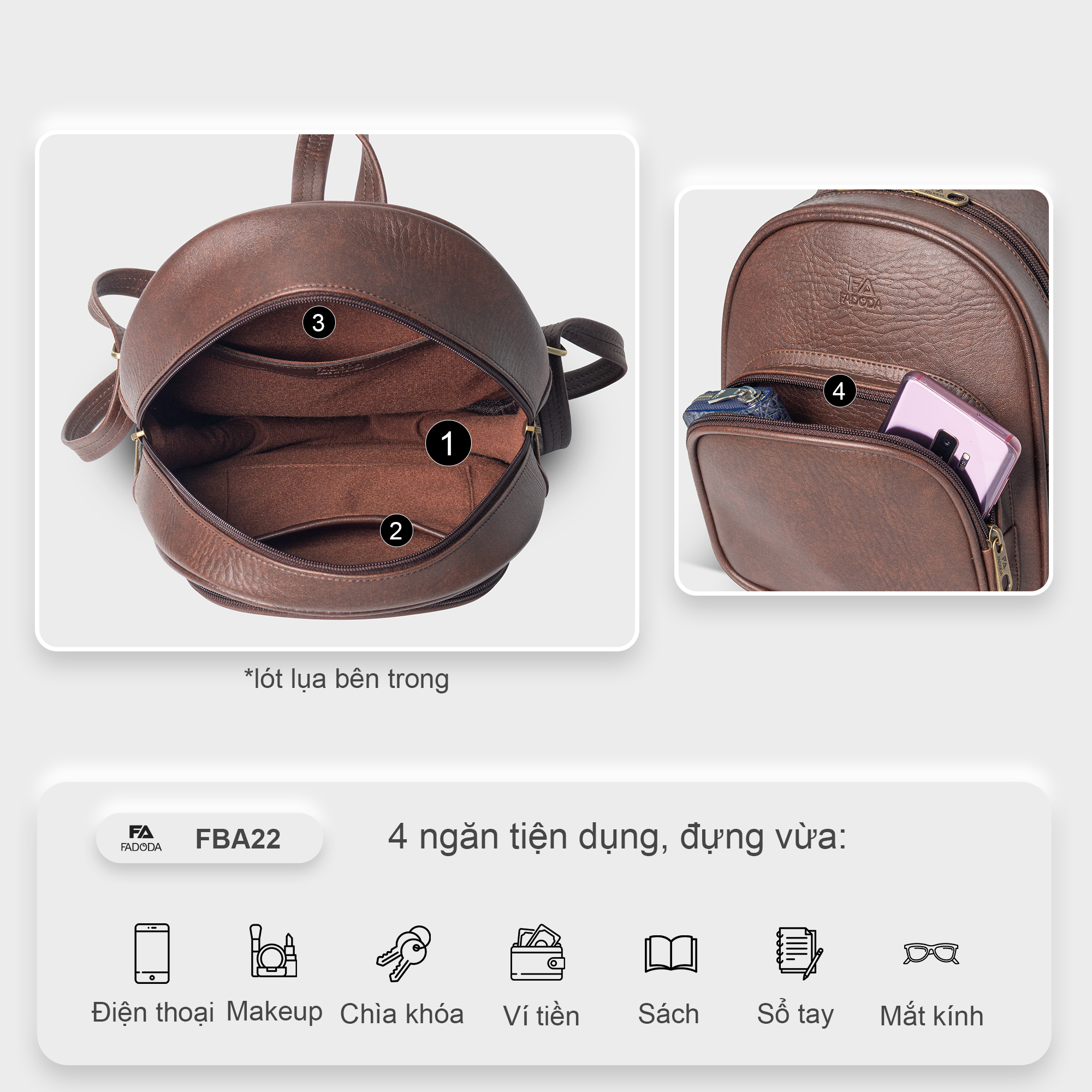 Balo nữ thời trang trẻ trung Fadoda FBA22