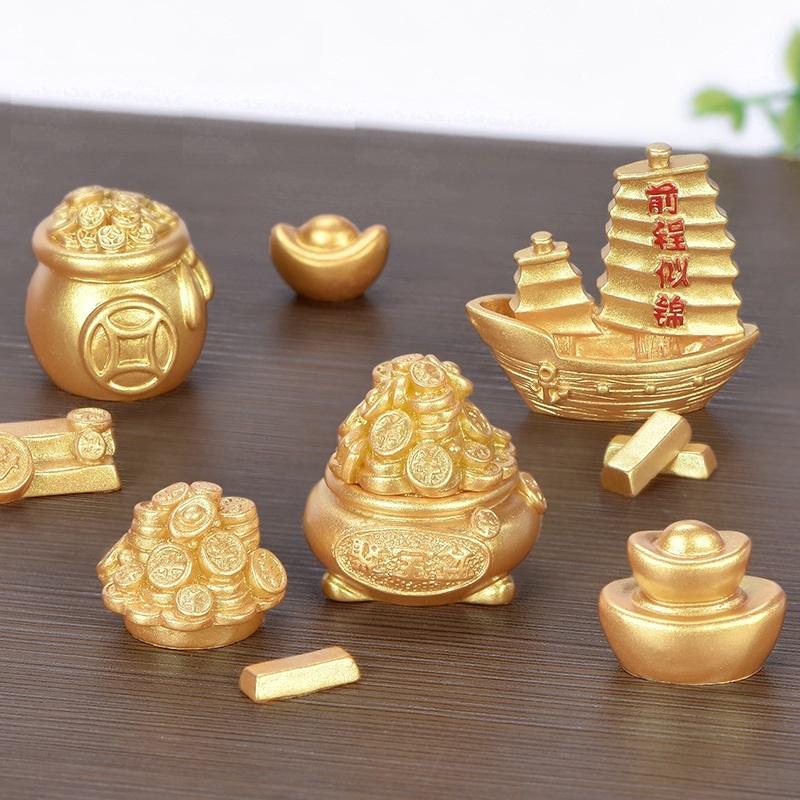 Phụ kiện tiền vàng mini trang trí nhà cửa tết, bàn làm việc