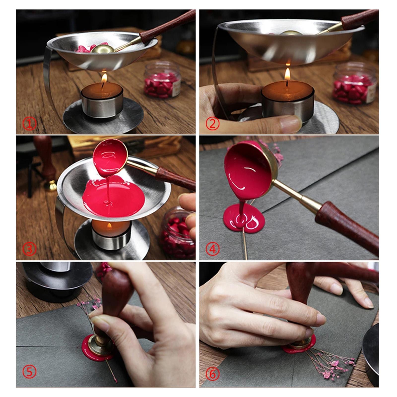 Seal Wax Melting Furnace Tool, Stainless Steel Wax Seal Warmer with Melting Spoon Kit Wax Melt Warmer Aroma Essential Oil Burner for Home Wedding