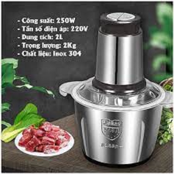 Máy xay thịt đa năng cối inox 304 4 Lưỡi Đa Năng, 250W- Xay thịt, xay tỏi ới, xay rau củ quả