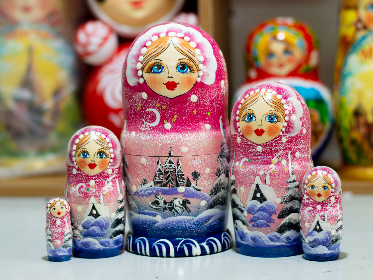 (CỰC DỄ THƯƠNG) BỘ BÚP BÊ NGA MATRYOSHKA 5 LỚP 18CM 