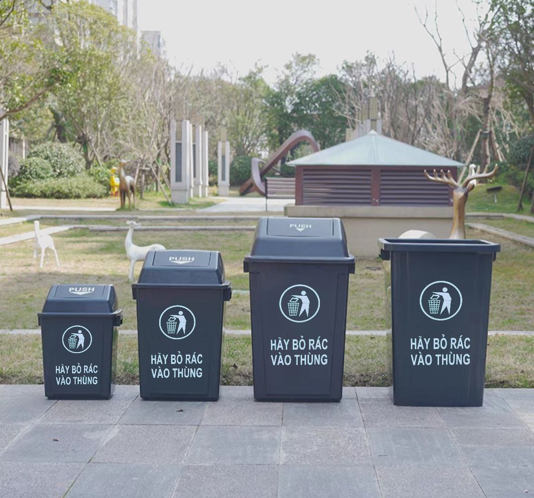 Thùng Rác nắp lật 60L nhựa HDPE cao cấp – Thùng rác lật công nghiệp 60L bền bỉ, chịu lực tốt, chống va đập và ăn mòn hóa chất