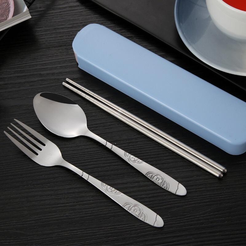 Bộ Đũa, Thìa, Dĩa Inox - Bộ Đũa Thìa Văn Phòng Du Lịch Tiện Lợi