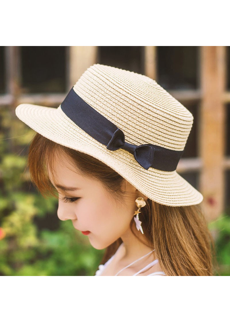 Mũ cói đi biển nơ xinh tiểu thư