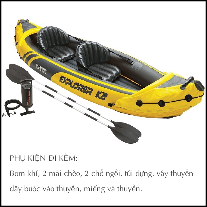 Thuyền kayak bơm hơi EXPLORER 2 người INTEXX . Thuyền đôi dã ngoại du lịch cao cấp