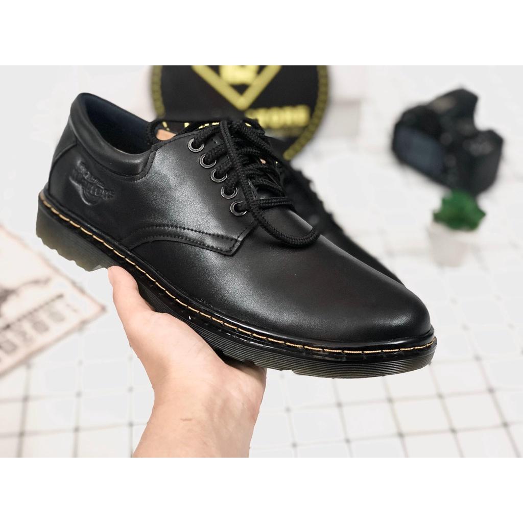 Giày đốc cổ thấp da bò chỉ vàng cao cấp bảo hành 12 tháng - Duky Store