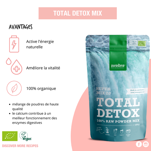 Bột sinh tố Total detox hữu cơ Purasana 250g