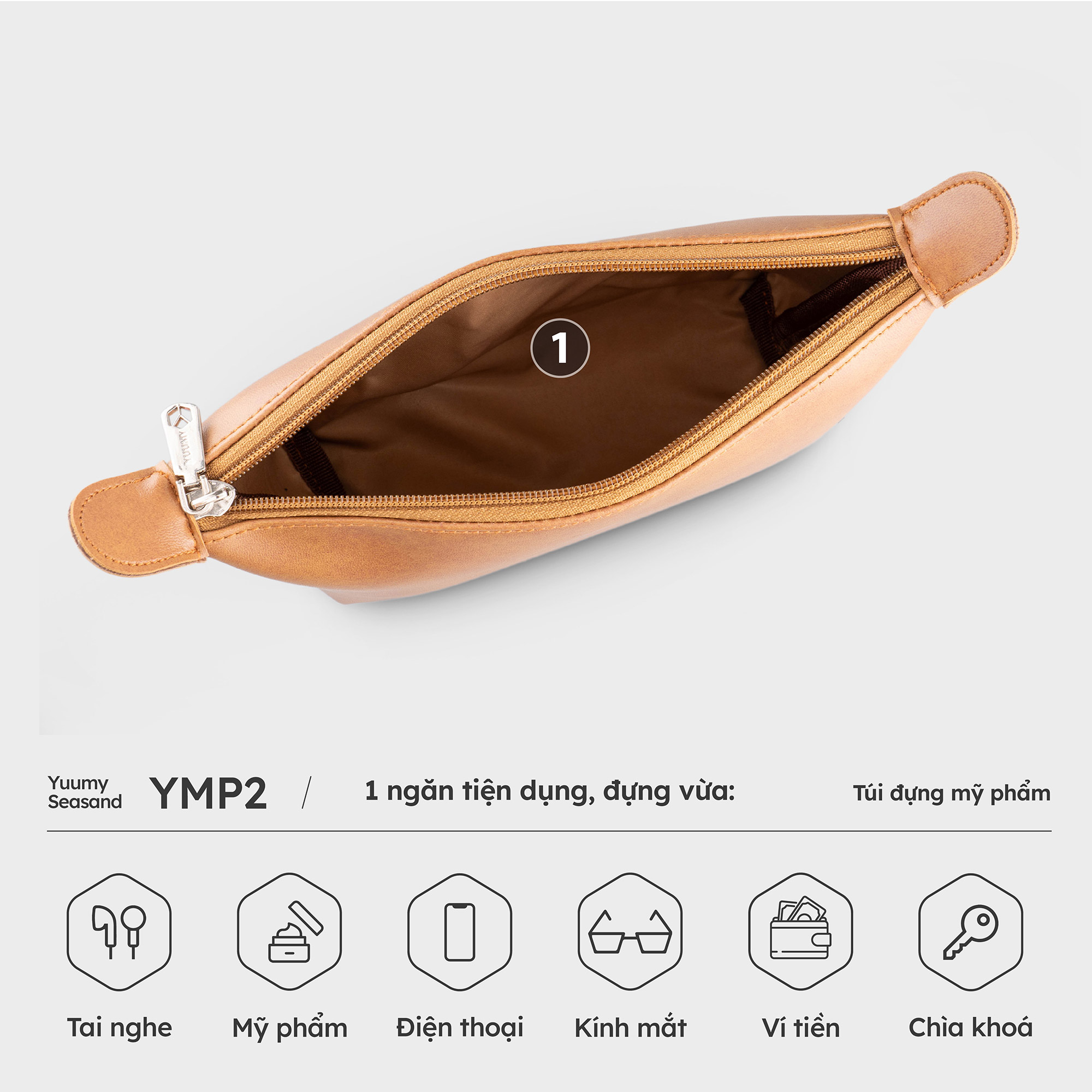 Túi Yuumy (Thời trang nữ đựng mỹ phẩm - Túi da Seasand YMP2)